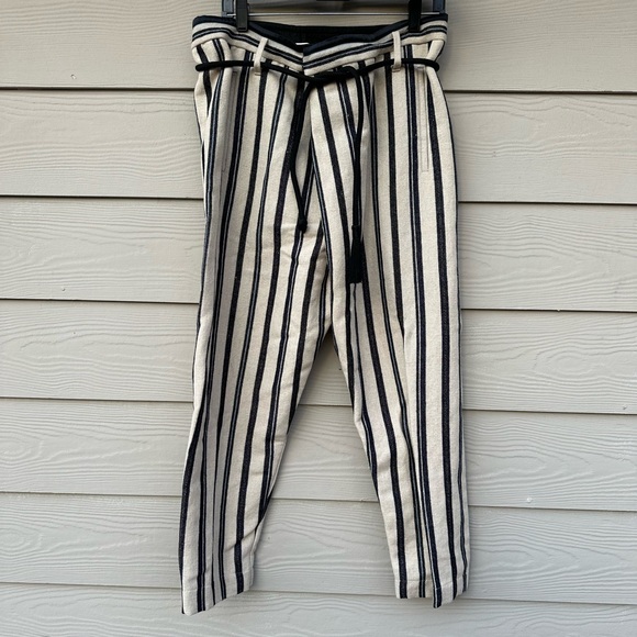 GIADA FORTE ITALY STRIPED PANTS 46% Linen,43% Vergin Wool SILK SIZE II,All Products : American Fashion Style Bags On Sale